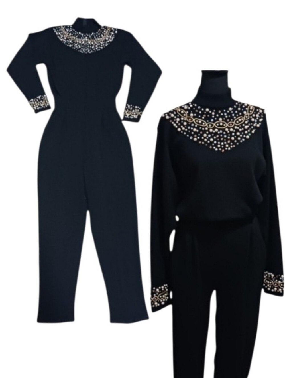 VTG Antonella Preve Embellished Sweater Jumpsuit
